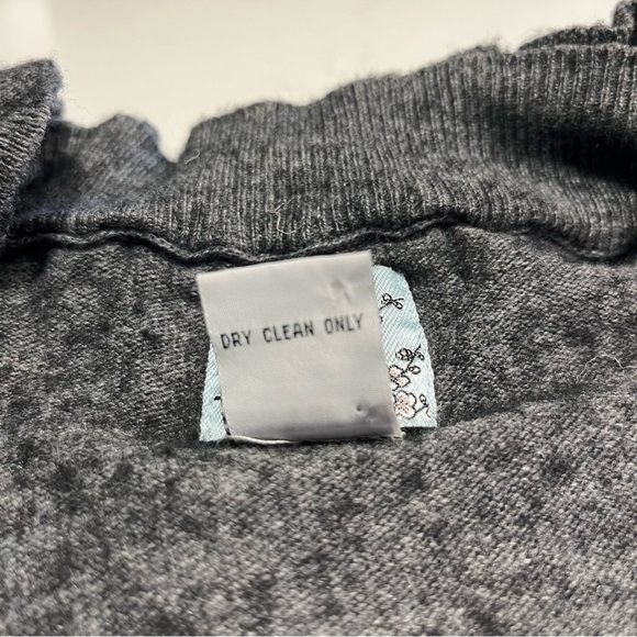 Anthropologie Tabitha Gray Knit Ruffle Cashmere Blend Cardigan Sweater - Picture 7 of 10